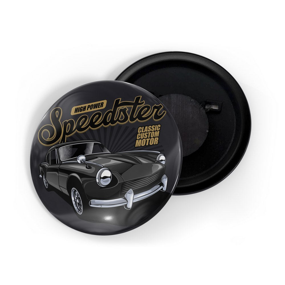 dhcrafts Fridge Magnet Black Classic legend Vitnage Car Automobile D11 Glossy Finish Design Pack of 1 (58mm)